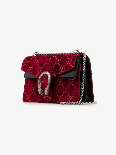 Shop Gucci Red Dionysus Gg Velvet Small Shoulder Bag