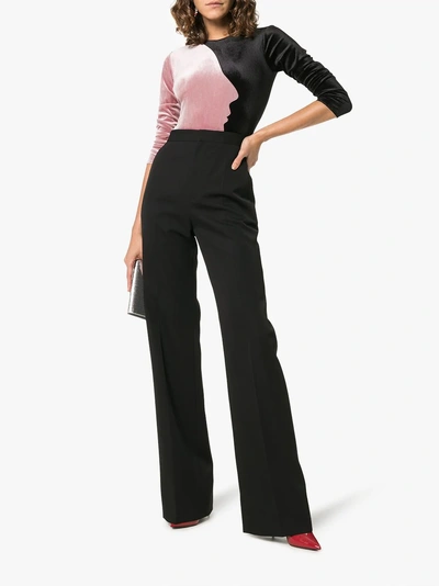 Shop Alexia Hentsch X Browns Face Panelled Velvet Bodysuit In Pink/black