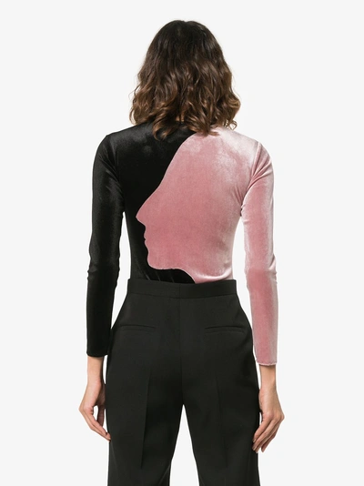 Shop Alexia Hentsch X Browns Face Panelled Velvet Bodysuit In Pink/black