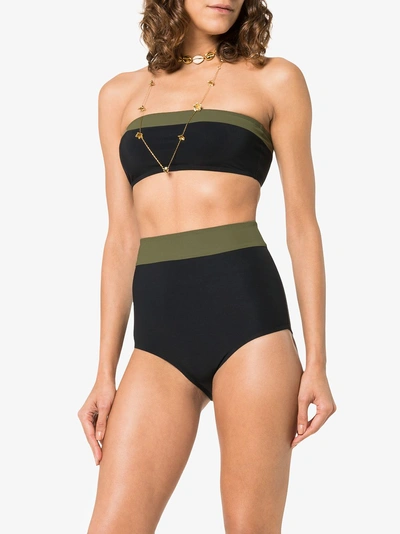 Shop Flagpole Lori Arden High Waisted Bandeau Bikini In Black Olive