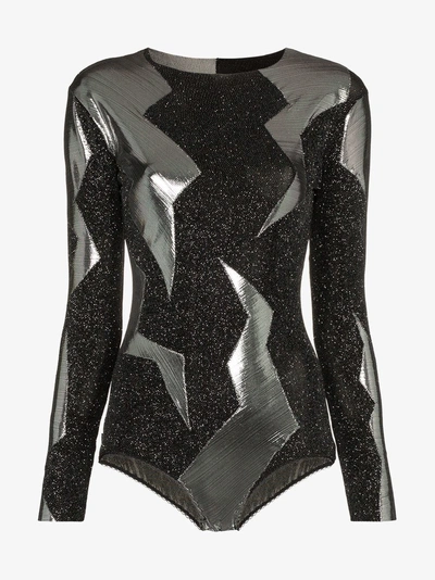 Shop Alexia Hentsch X Browns Metallic Lightning Bodysuit In Black Glitter