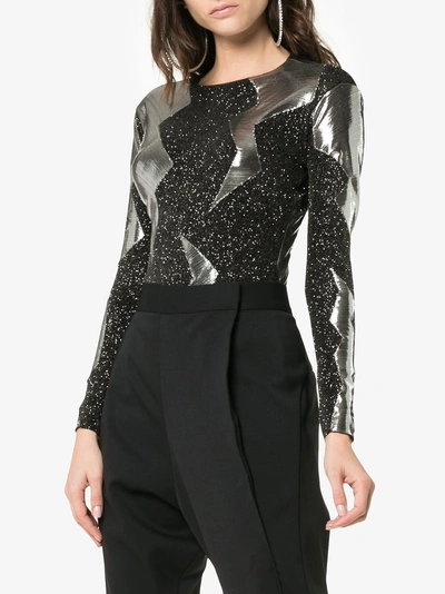 Shop Alexia Hentsch X Browns Metallic Lightning Bodysuit In Black Glitter