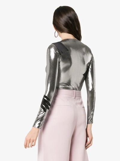 Shop Alexia Hentsch X Browns Hands Applique Metallic Bodysuit In Silver