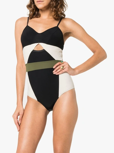 Shop Flagpole Joellen Colourblock Cutout Swimsuit In Black Multi