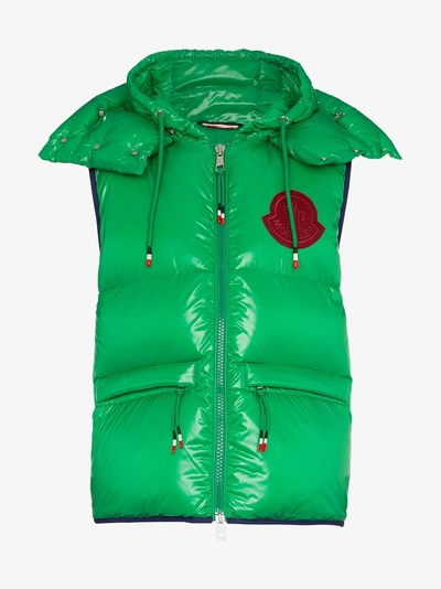 Shop Moncler Lorent Quilted Feather Down Gilet In Green