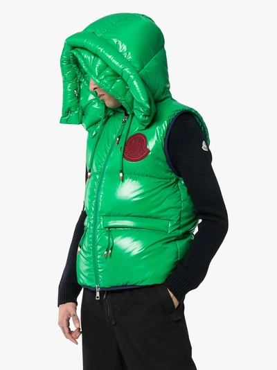 Shop Moncler Lorent Quilted Feather Down Gilet In Green