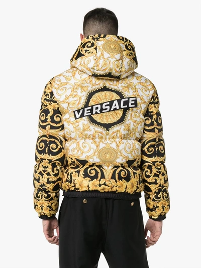 Versace Baroque Print Hooded Jacket In Gold | ModeSens