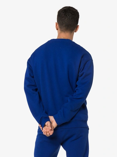 Shop Versace Blue Logo Embroidered Jumper In A124 Blue