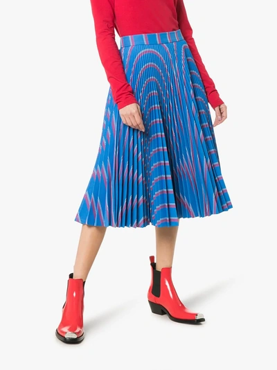 Shop Calvin Klein 205w39nyc Pleated Midi Skirt In 950 Blue Red