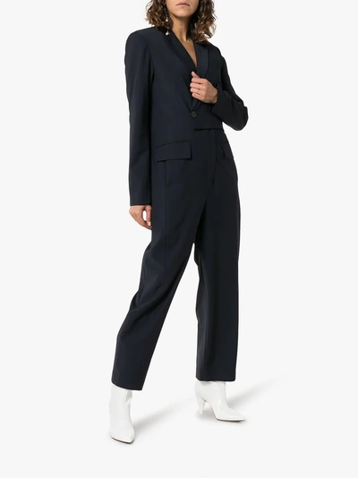 Shop Tibi Straight Leg Jumpsuit In Blue