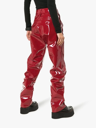 Shop Gmbh X Browns Marie High-waisted Vinyl Trousers In 113 - Red