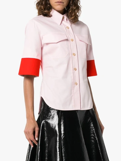 Shop Calvin Klein 205w39nyc Contrast Sleeve Cotton Shirt In 636 Pink