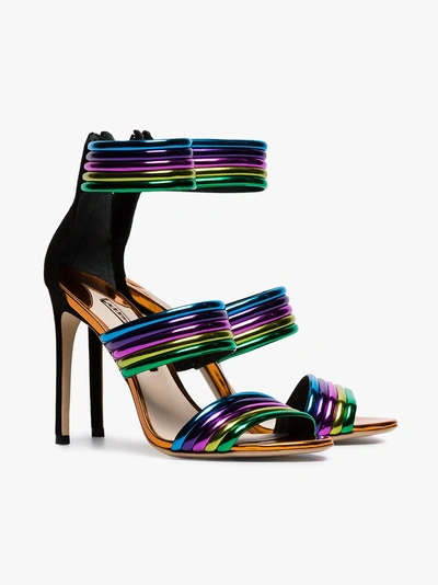 Shop Sophia Webster Multicoloured Chiara 100 Rainbow Sandals In Black/multi