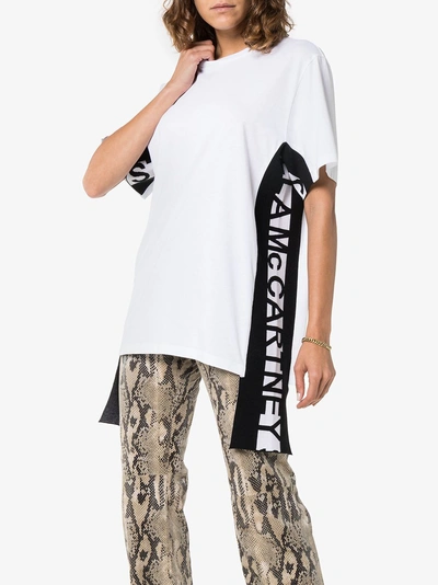 Shop Stella Mccartney Logo Stripe T-shirt In 9000 White/black