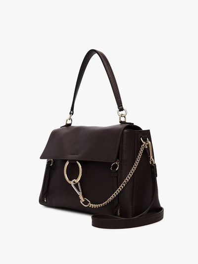 Shop Chloé Brown Faye Day Leather Shoulder Bag In Carbon Brown