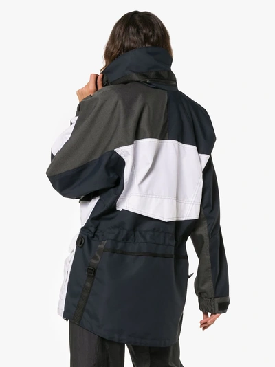 Shop Gmbh X Browns Jeenu Logo Print Drawstring Anorak Jacket In White/navy/grey