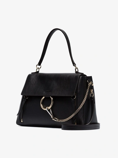 Shop Chloé Black Faye Day Medium Leather Shoulder Bag In 001   Black