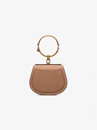 Shop Chloé Beige Nile Mini Leather Bracelet Bag In 268 Biscotti Beige