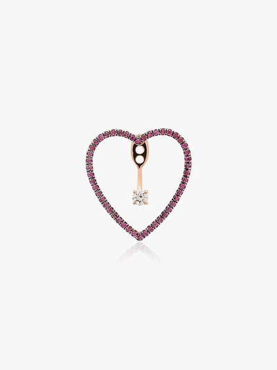 Shop Yvonne Léon Red Heart 18k Gold Ruby Earring