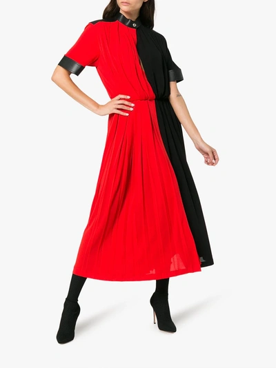 Shop Givenchy Pleated Colourblock Midi Dress In Black
