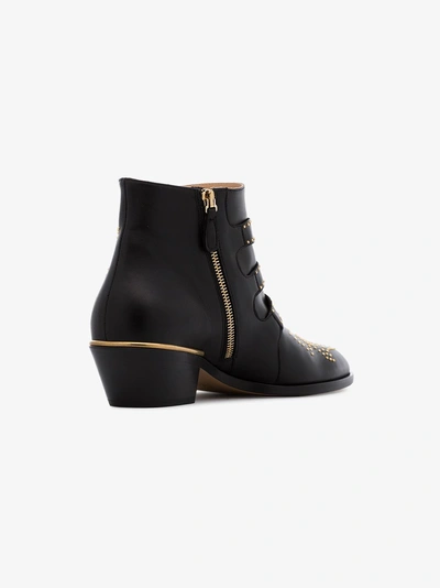 Shop Chloé Black Susanna 30 Studded Leather Ankle Boots