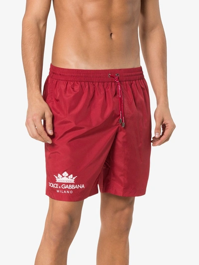 Shop Dolce & Gabbana Logo Swim Shorts In Red