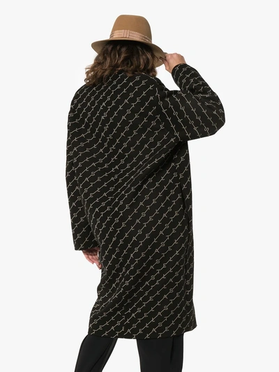 Shop Stella Mccartney Logo Print Oversized Coat In 1000 -  Black