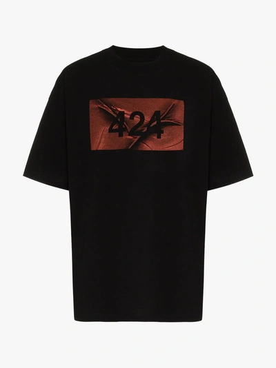 Shop 424 Logo Print T-shirt In Black