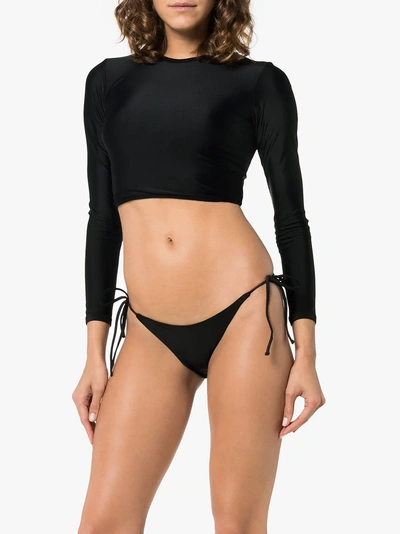 Shop Matteau The Long Sleeve Sun Tee Bikini In Black