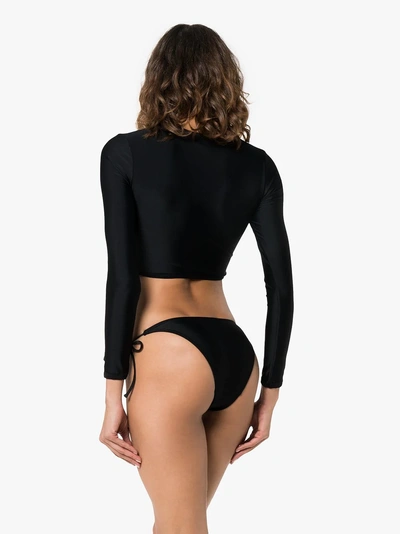 Shop Matteau The Long Sleeve Sun Tee Bikini In Black