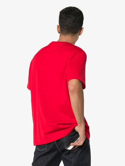 Shop Versace Embroidered Logo T-shirt In A041 Red