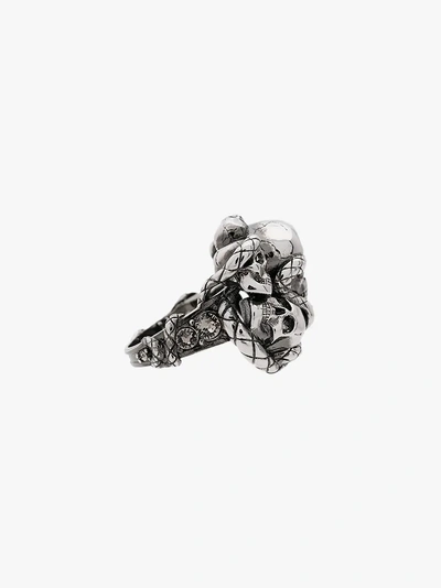 Shop Alexander Mcqueen Chunky Skull And Snake Ring In 1441 Metal