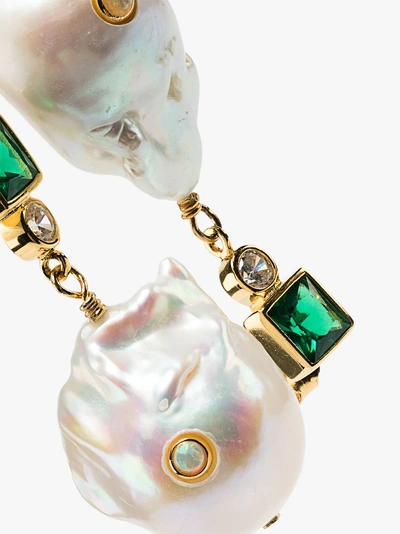 Shop Anni Lu 18k Gold-plated Pearl Agate Earrings In Green