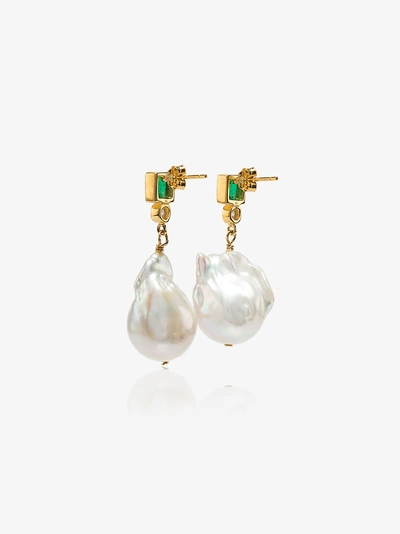 Shop Anni Lu 18k Gold-plated Pearl Agate Earrings In Green