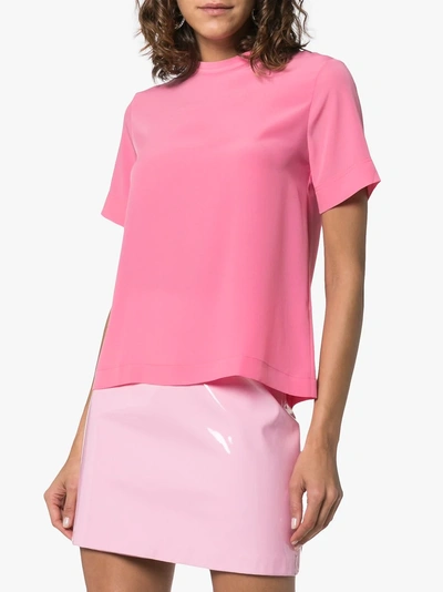 Shop Mira Mikati Ribbon Detail Zip Up T-shirt In Pink