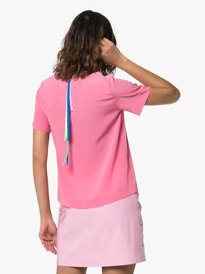 Shop Mira Mikati Ribbon Detail Zip Up T-shirt In Pink