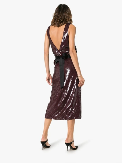 Shop Johanna Ortiz Tarantella Sequinned Backless Dress In Ruby Red