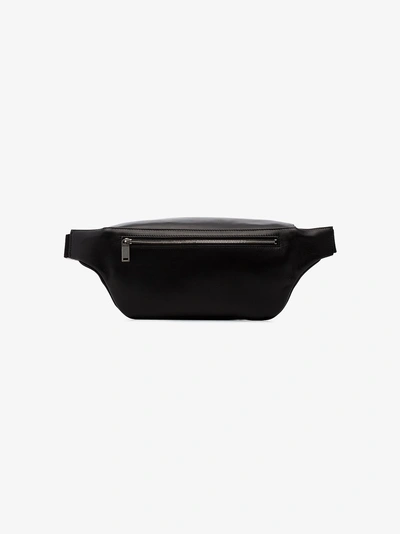 Shop Saint Laurent Black Logo Embellished Leather Crossbody Bag In 1000 -  Black