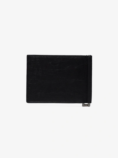 Shop Saint Laurent Black Leather Money Clip Wallet In 1000 Black