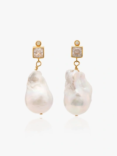 Shop Anni Lu Gold-plated Pearl Drop Earrings In White