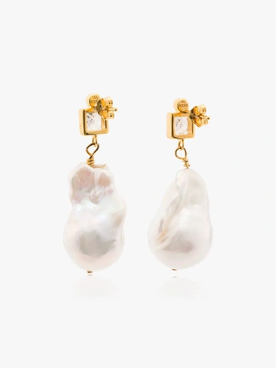 Shop Anni Lu Gold-plated Pearl Drop Earrings In White