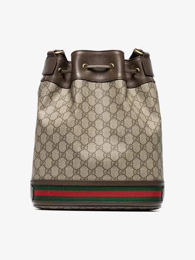 Shop Gucci Mens Brown Gg Logo Bucket Bag