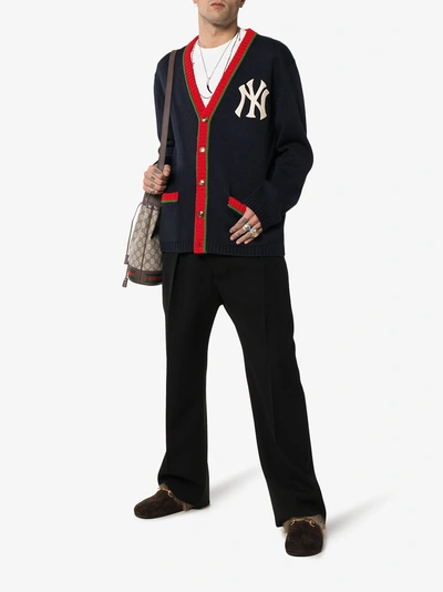 Shop Gucci Cardigan Mit Ny Yankees™-logo In Blue