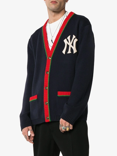 Shop Gucci Cardigan Mit Ny Yankees™-logo In Blue