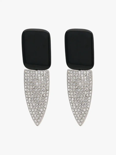 Shop Saint Laurent Smoking Clip-on Crystal Earrings In Black