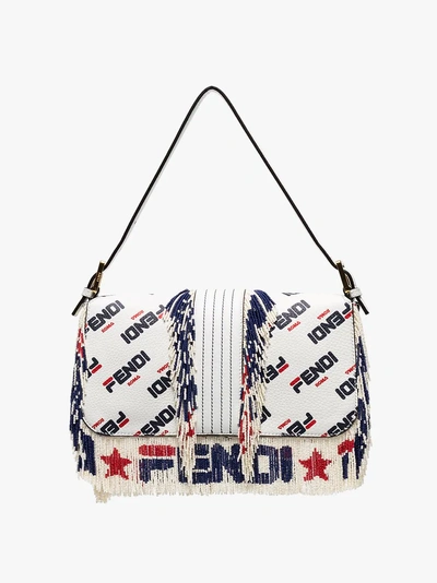 Shop Fendi Mania Baguette Bag In White
