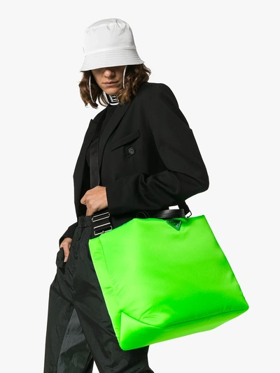 Shop Prada Neon Green Padded Tote Bag