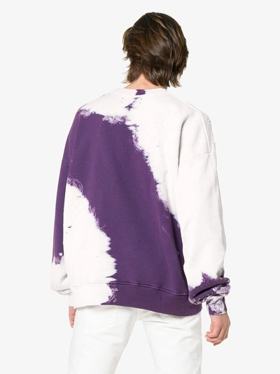 Amiri Shotgun Oversized Bleached Crew Neck Sweatshirt In Purple | ModeSens