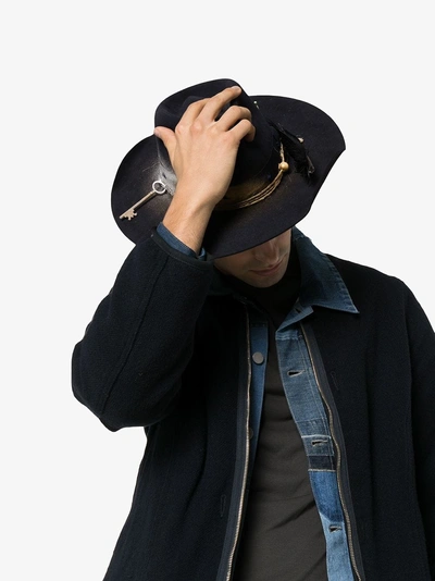 Shop Nick Fouquet Navy Distressed Detail Fur Hat In Blue