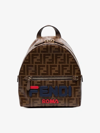 Shop Fendi Light Brown Mania Mini Backpack In Neutrals